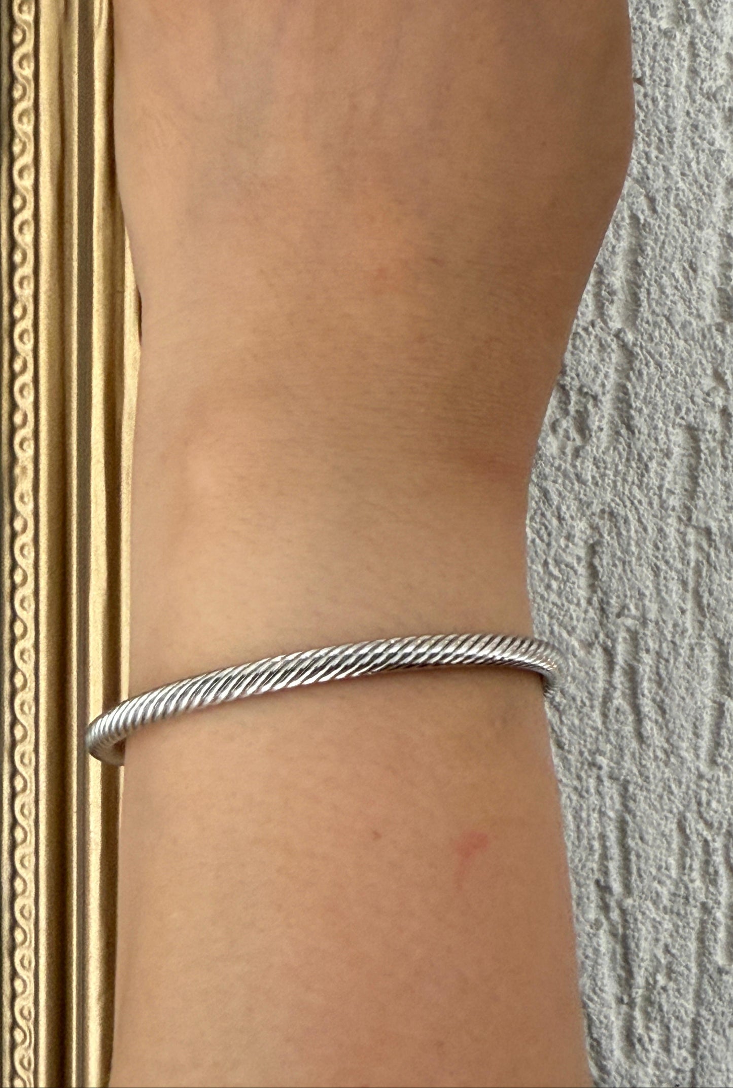 Spiral Open Studded Two Tone Cuff Bracelet