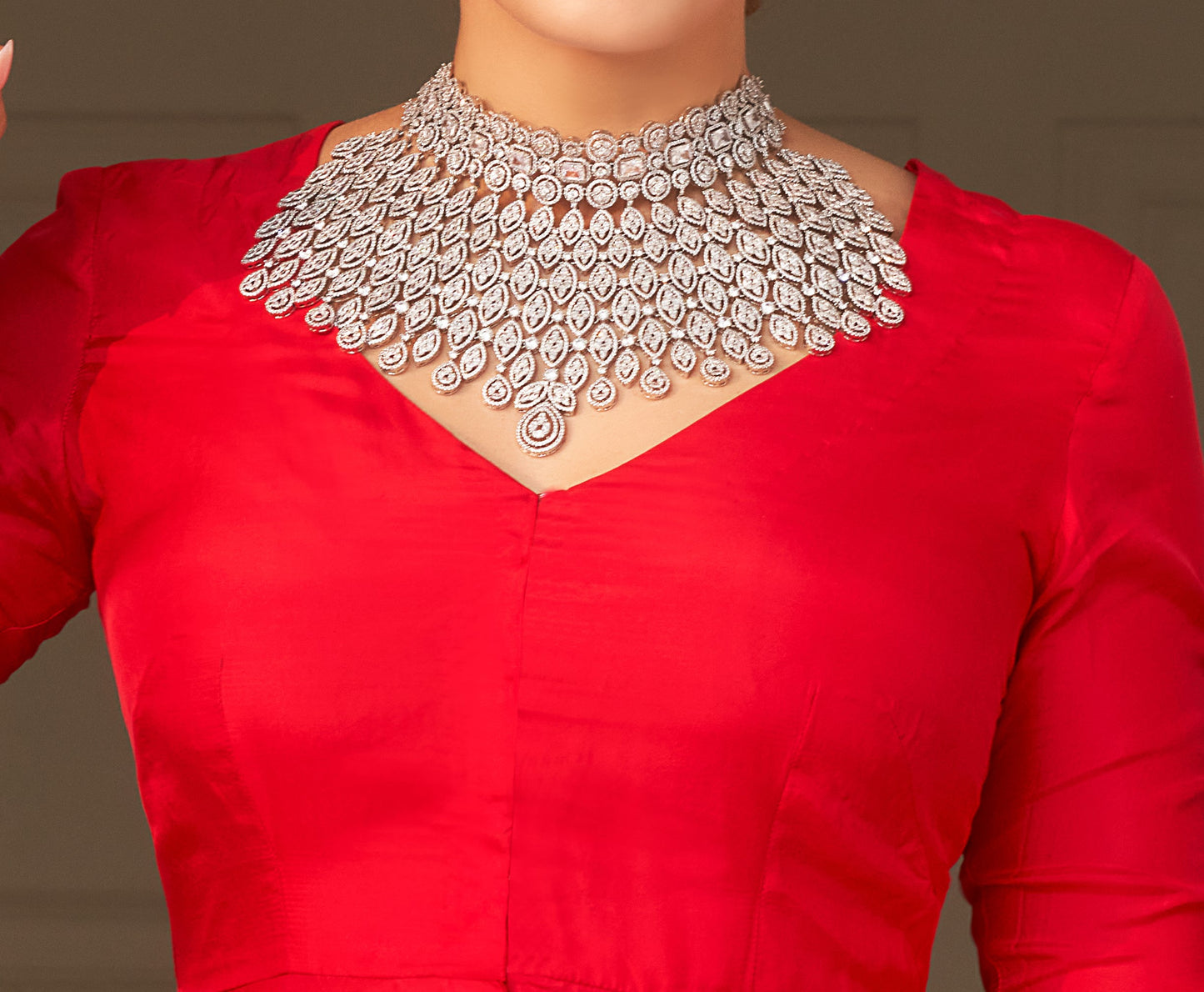 Bridal Grand Zircon Studded Choker Set