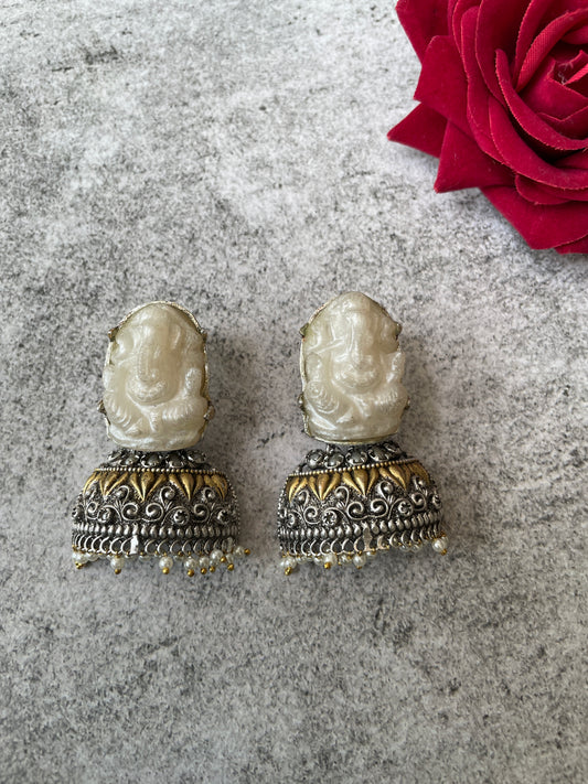 Oxidised Resin Divine Motif Jhumkis