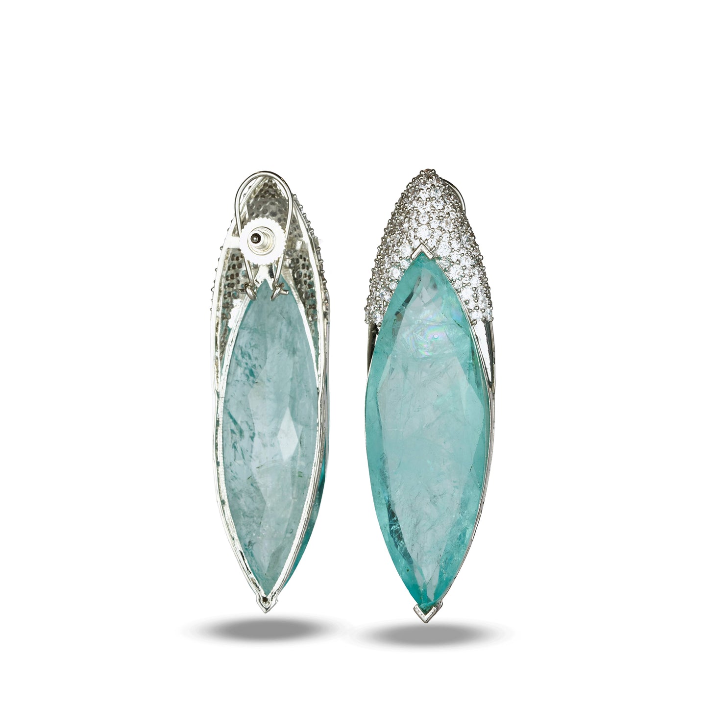 Blue Clear Crystal Earrings with Zircon Crown
