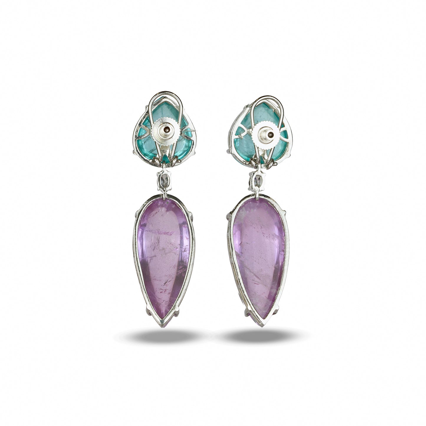 Contrast Blue and Lavendar Drop Earrings