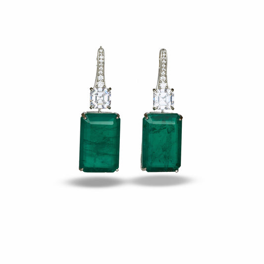 Vibrant Green Zircon Accented Earrings