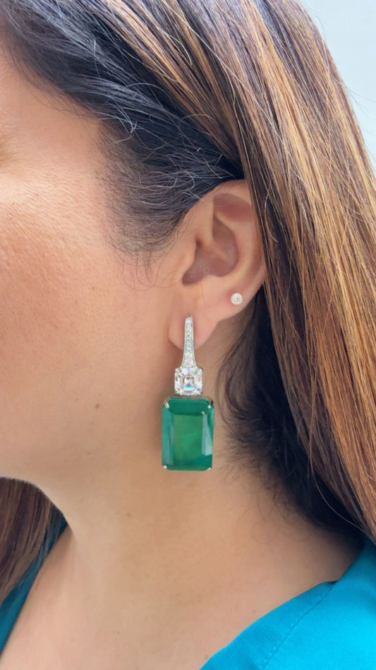 Vibrant Green Zircon Accented Earrings