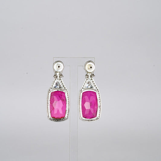Deep Pink Zircon Accented Earrings