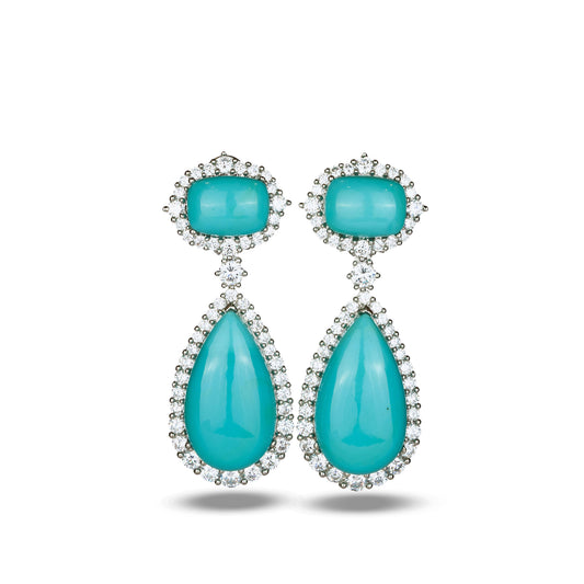 Turquoise Dangler Earrings with Zircon Accents