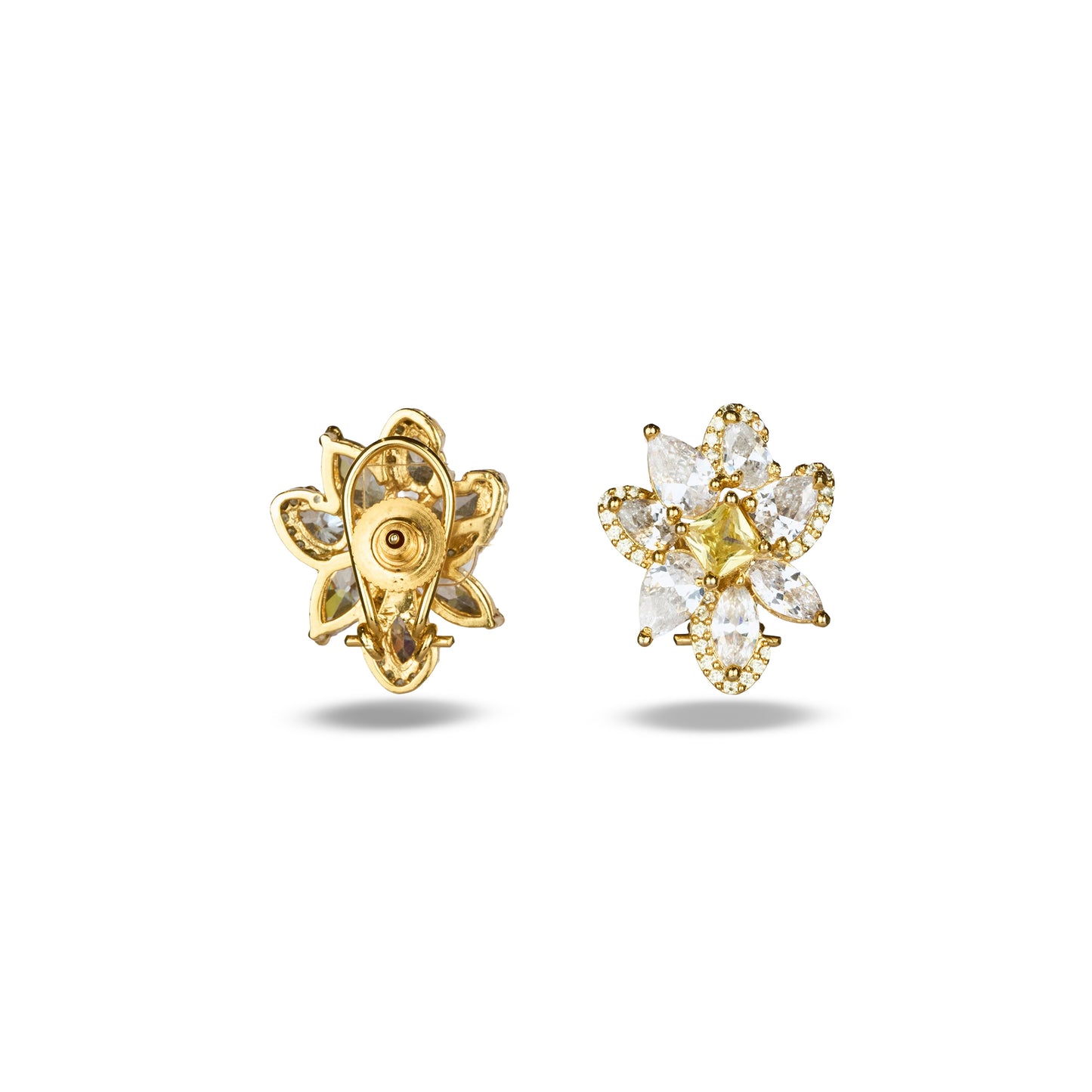 Floral Yellow Zircon Crystal Studs