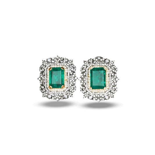 Two Tone Emerald Zircon Studs