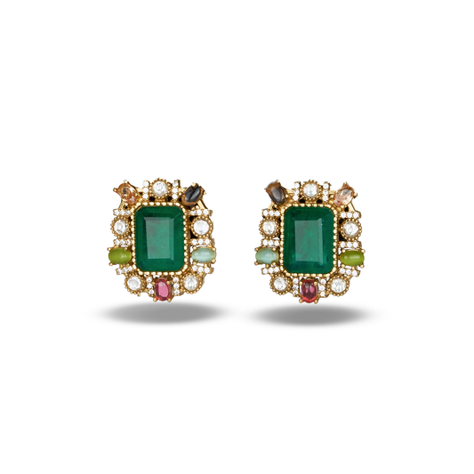 Emerald Center Multi Stone Studs