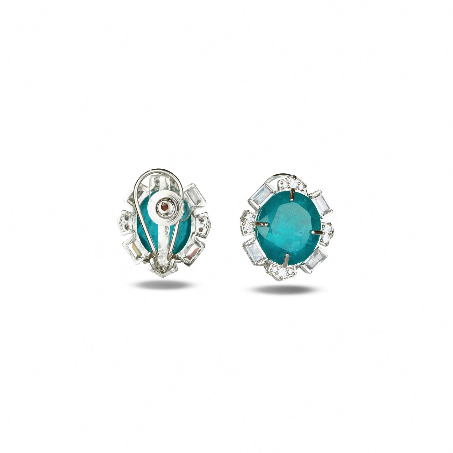 Blue Stone Crystal Halo Studs
