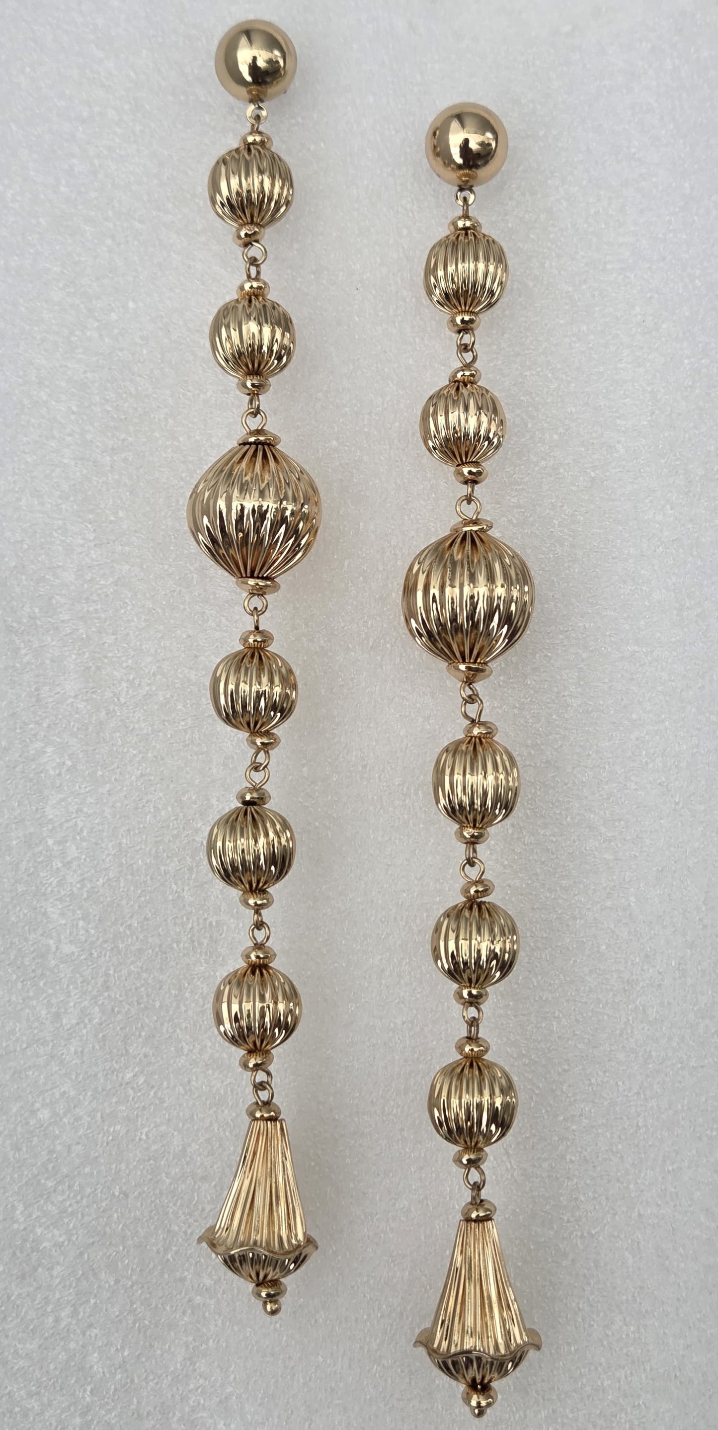 Textured Gold Bead Dangler Earrings