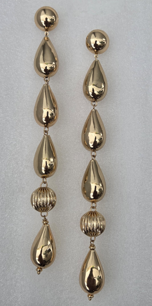 Long Bold Gold Dangler Earrings