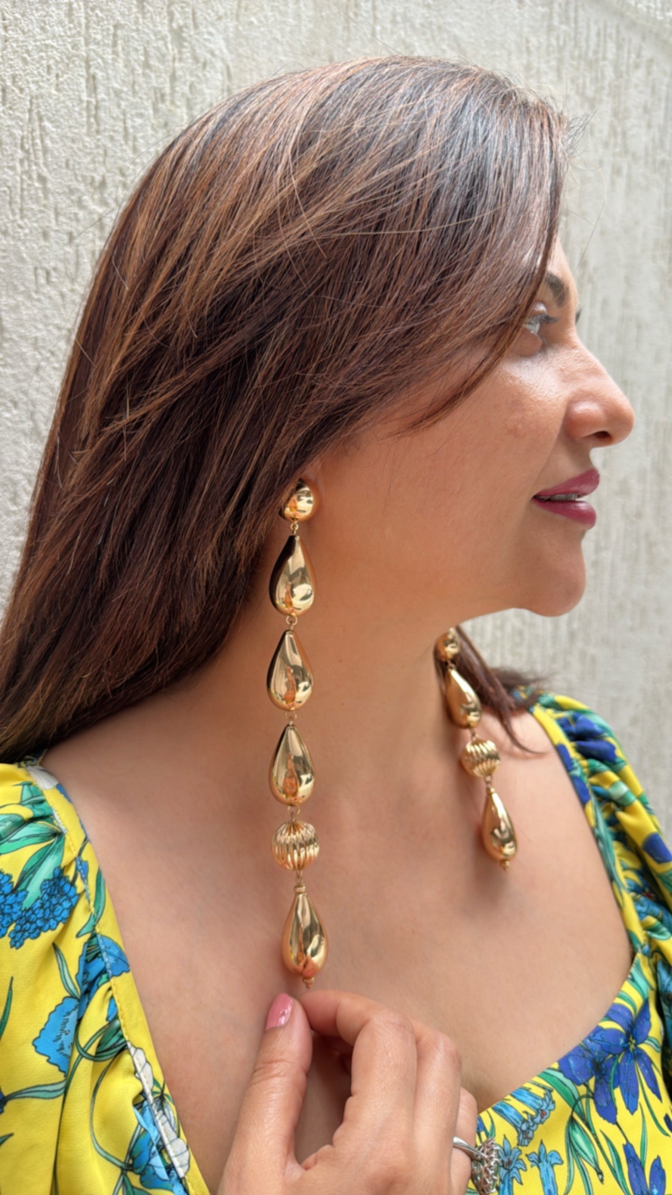 Long Bold Gold Dangler Earrings