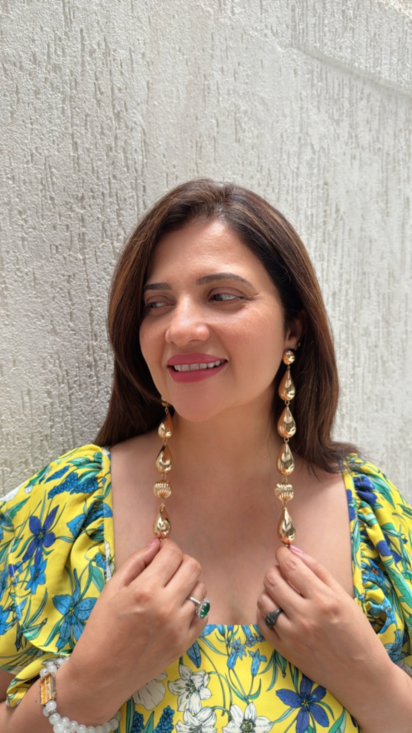 Long Bold Gold Dangler Earrings