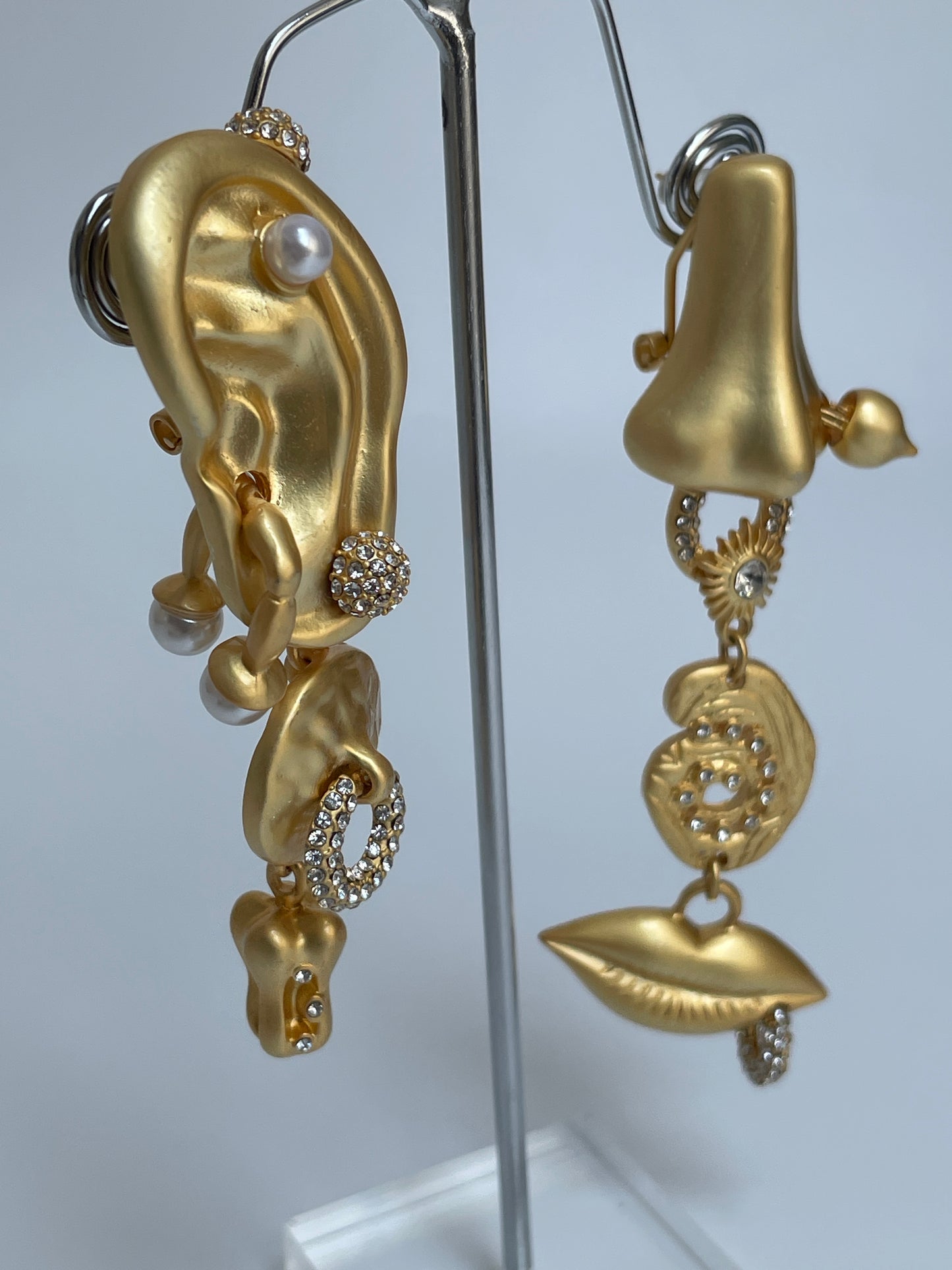 Matte Gold Finished Unique Organic Earrings