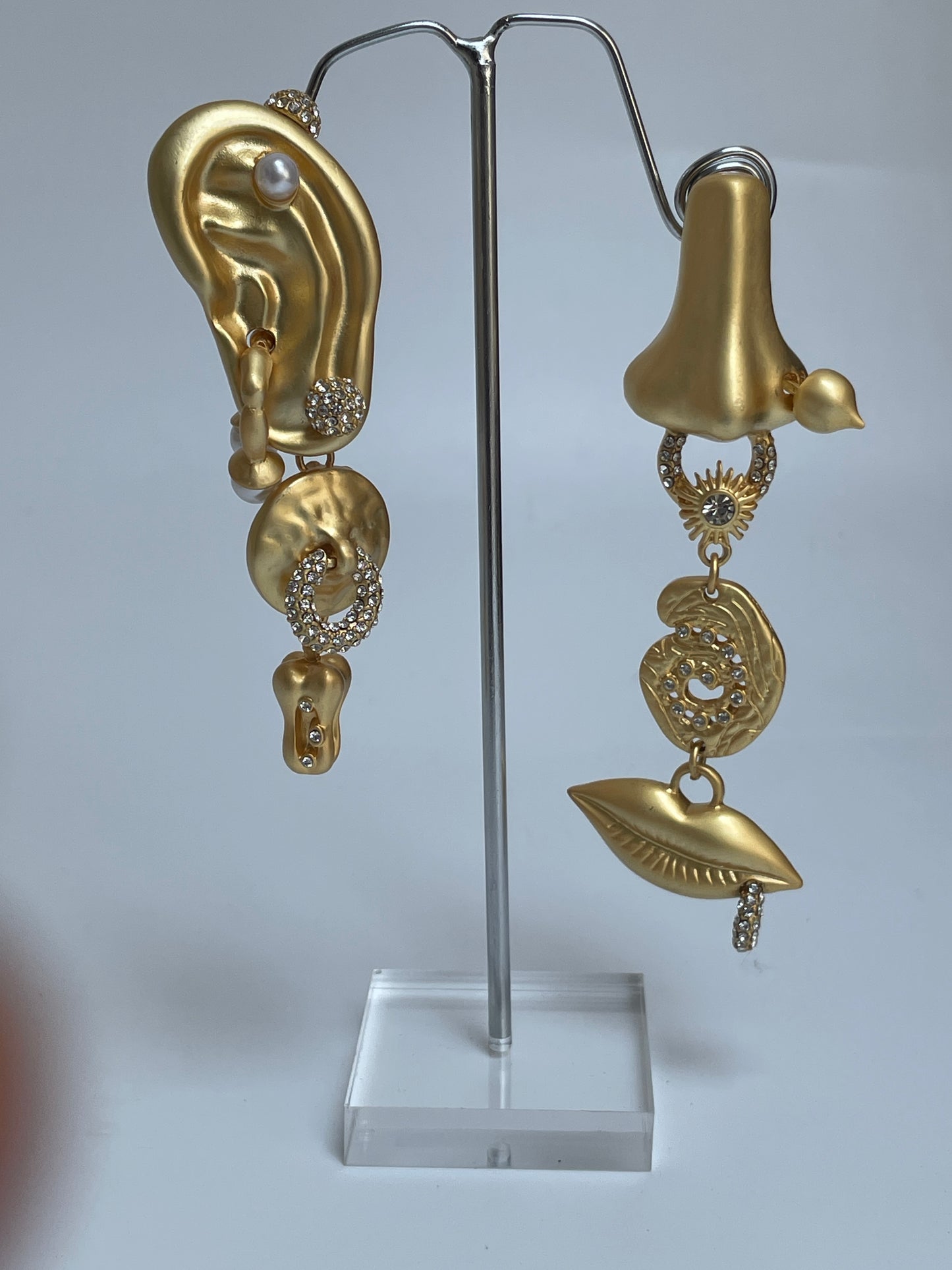 Matte Gold Finished Unique Organic Earrings