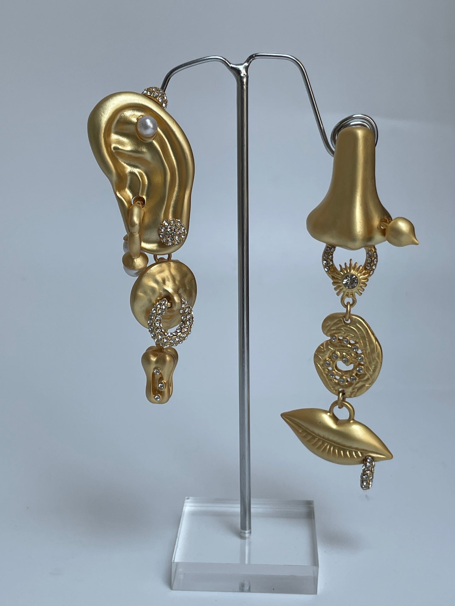 Matte Gold Finished Unique Organic Earrings