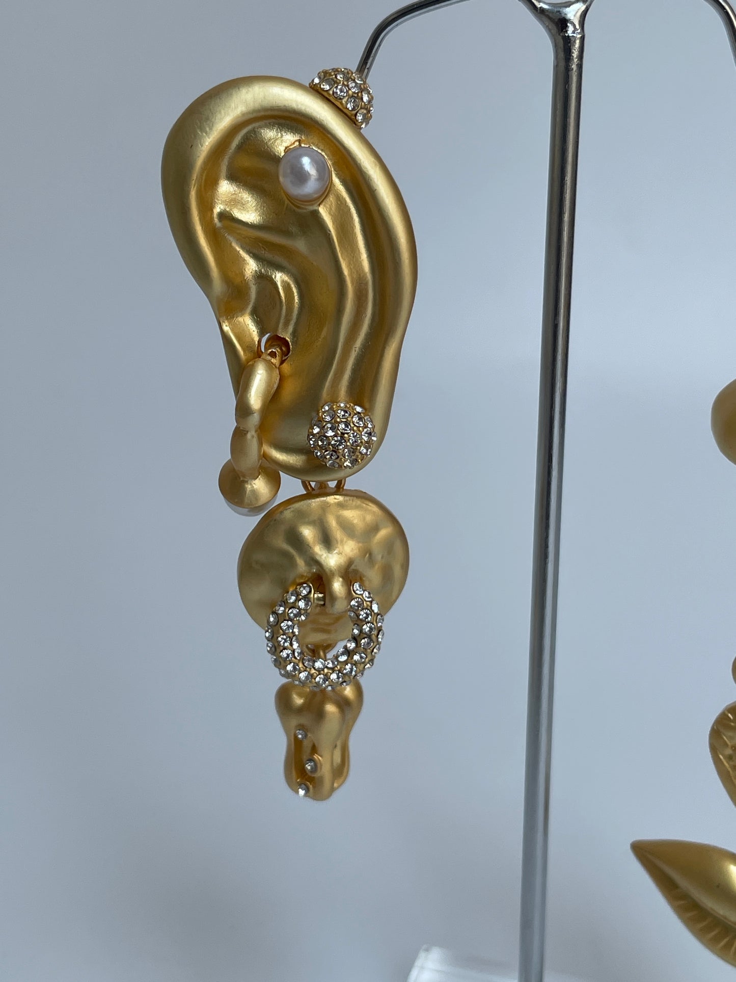 Matte Gold Finished Unique Organic Earrings