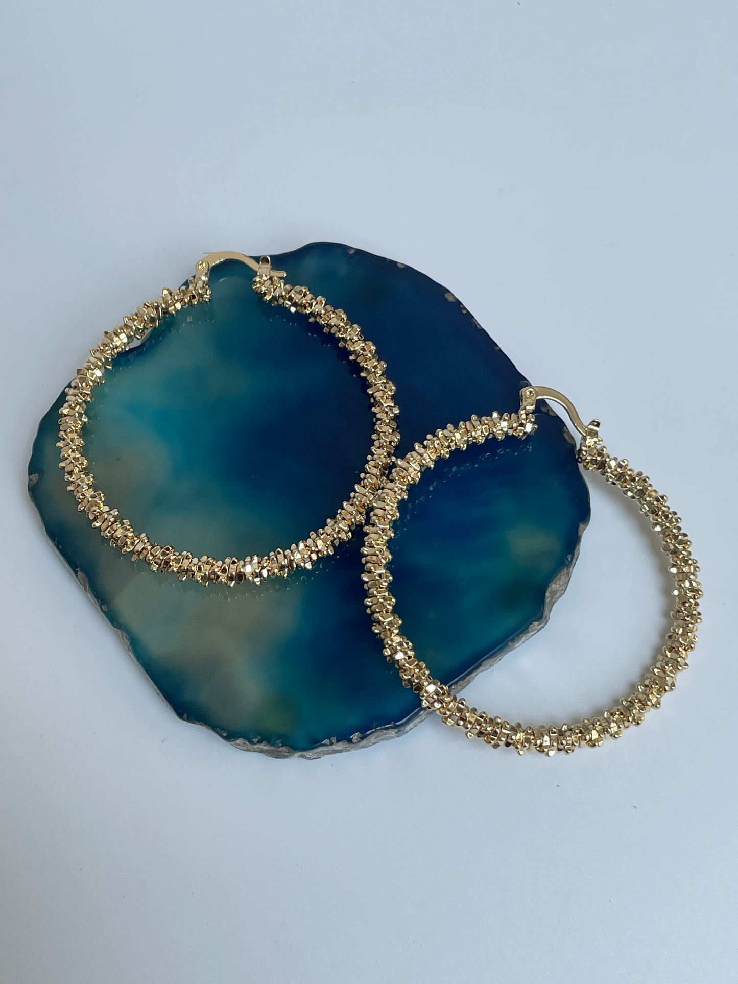 Crackling Metal Ball Hoops in Gold Finish
