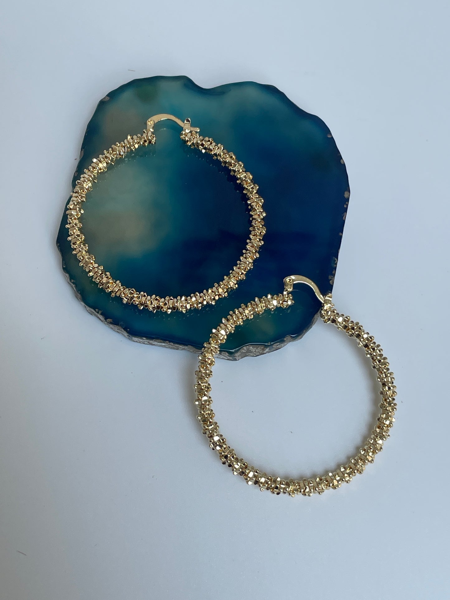 Crackling Metal Ball Hoops in Gold Finish