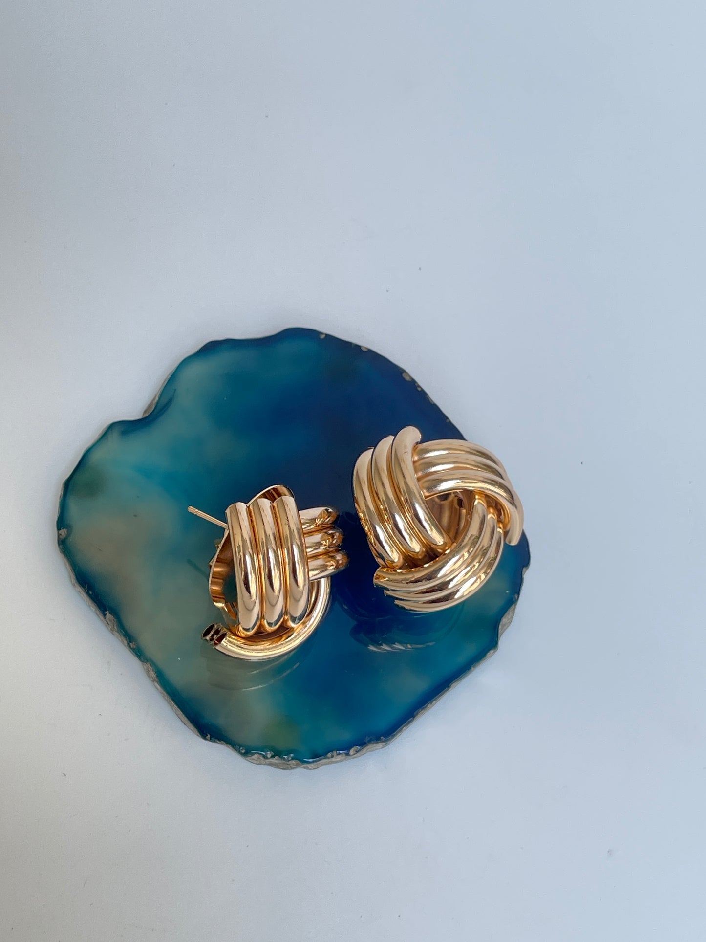 Twisted Knot Studs in Gold Finish