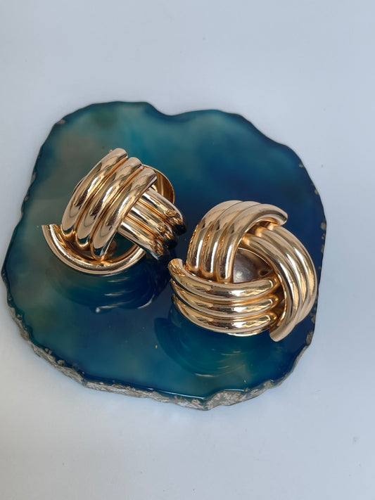 Twisted Knot Studs in Gold Finish