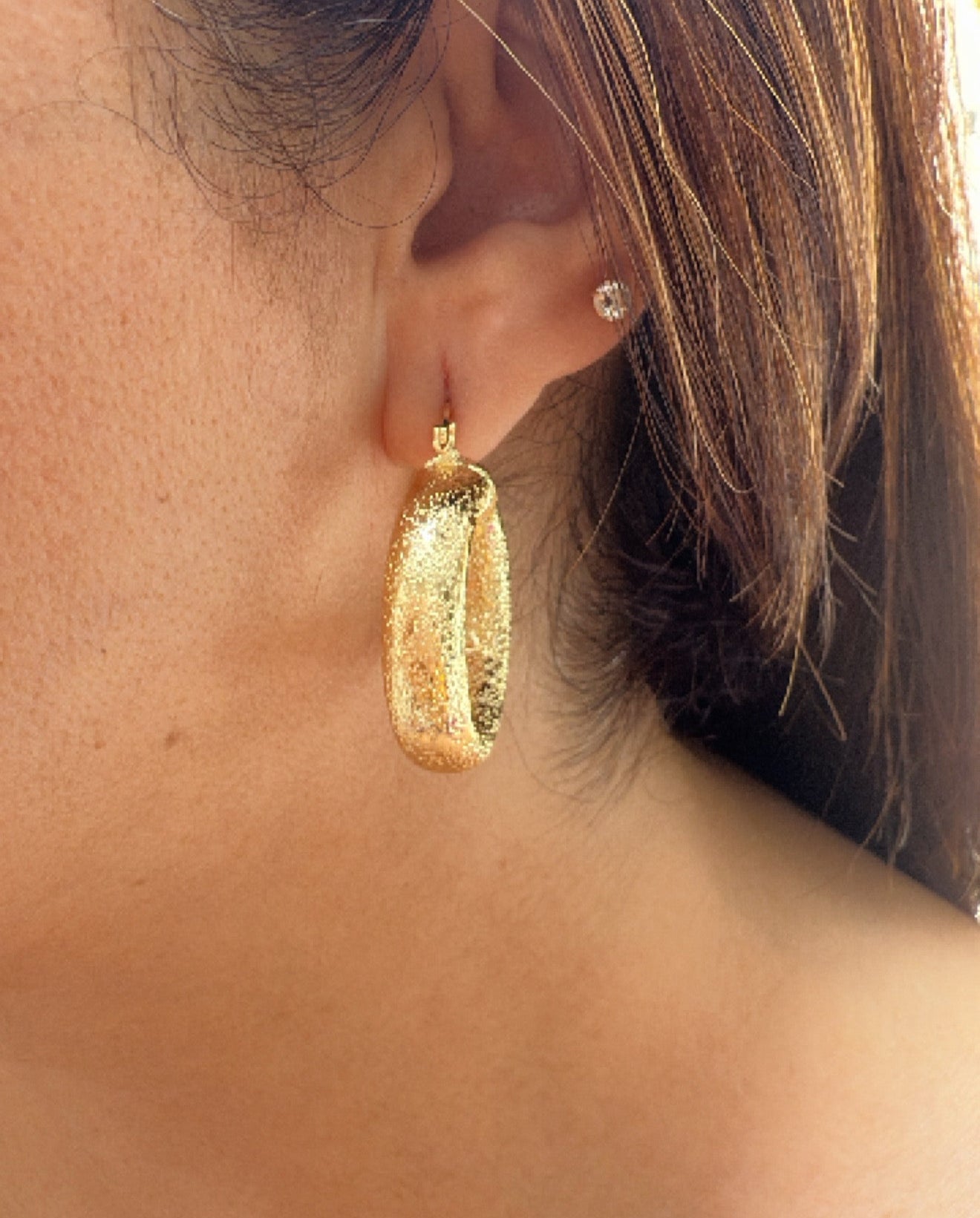 Gilded Textured Hoops