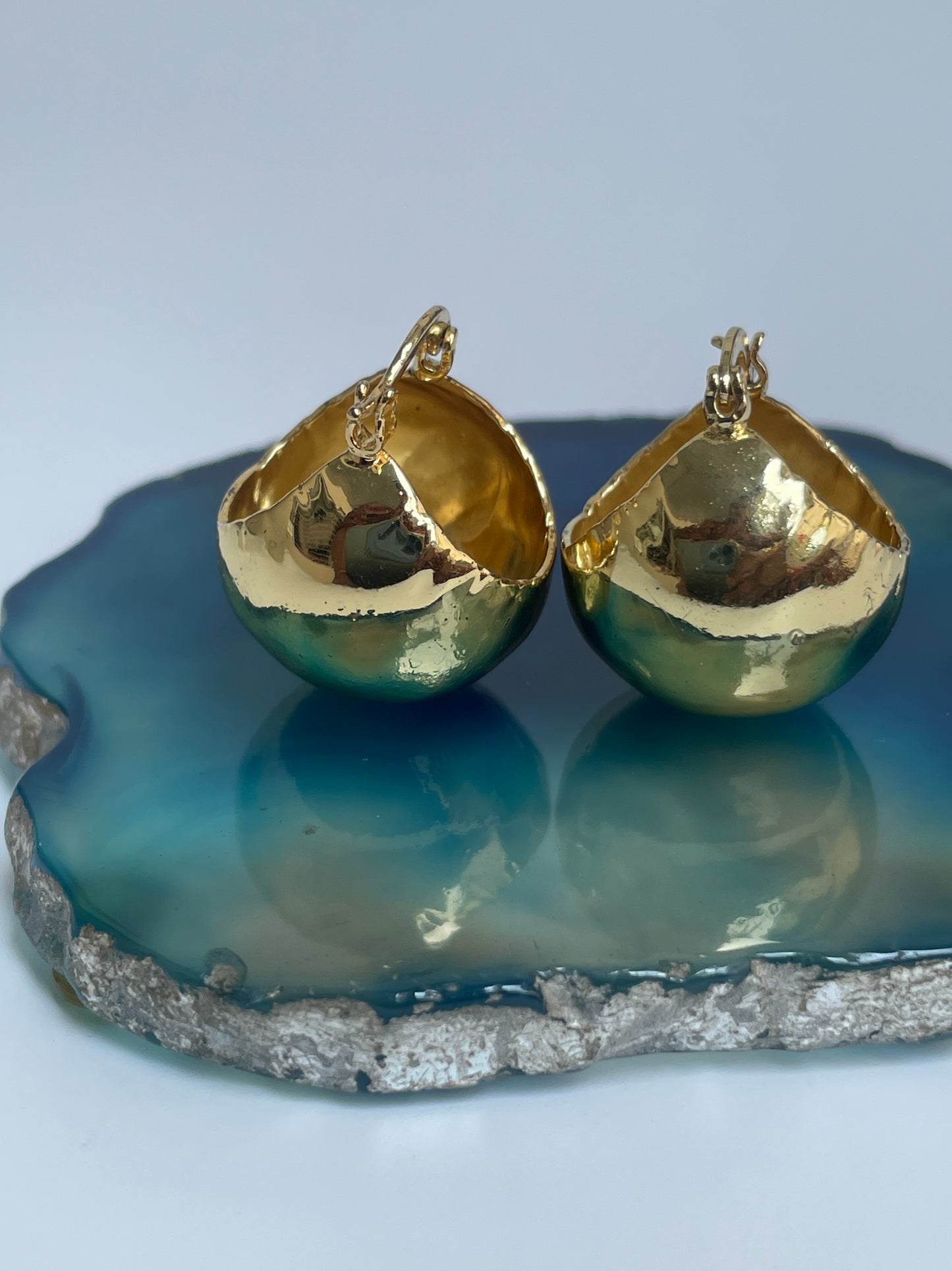 Gold Finish Textured Globe Studs