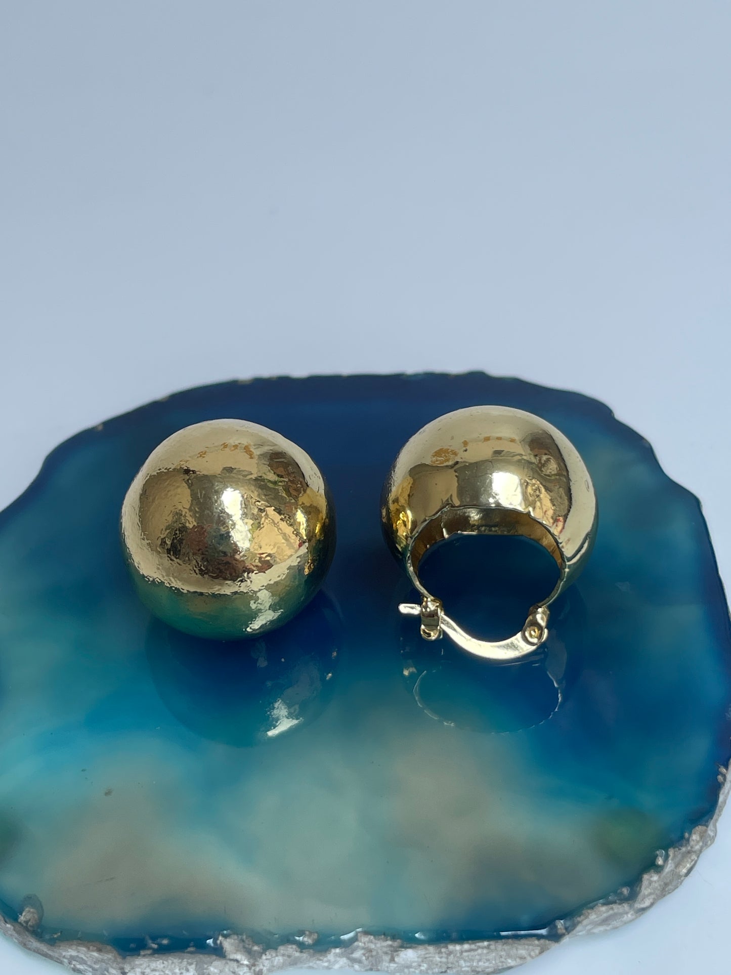 Gold Finish Textured Globe Studs