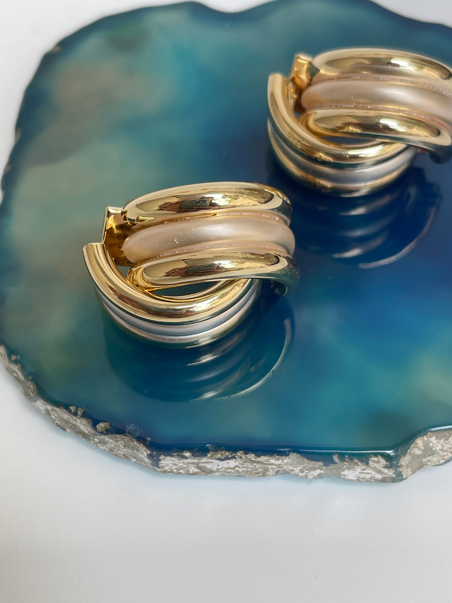 Multi Toned Hoop Studs