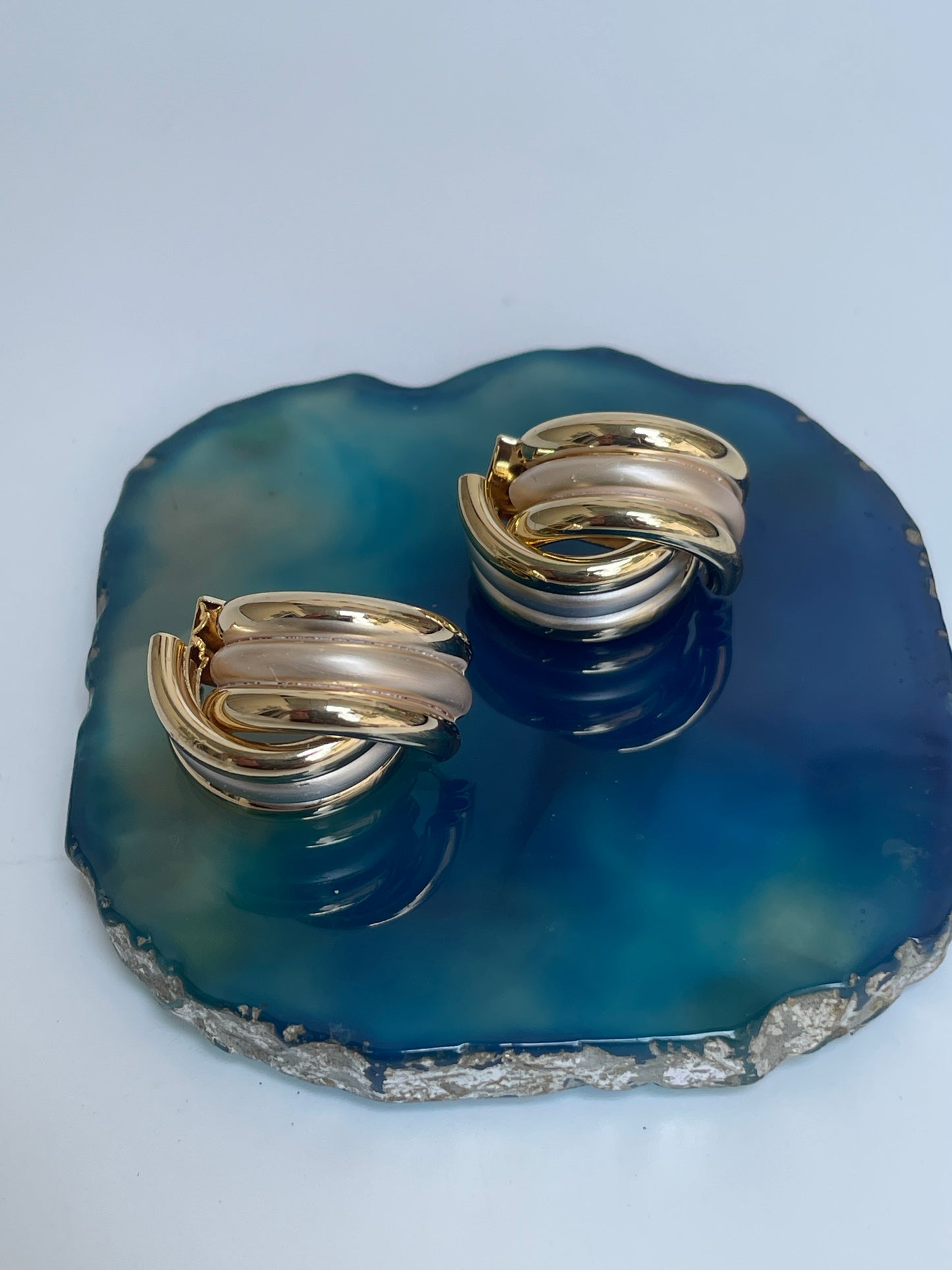 Multi Toned Hoop Studs