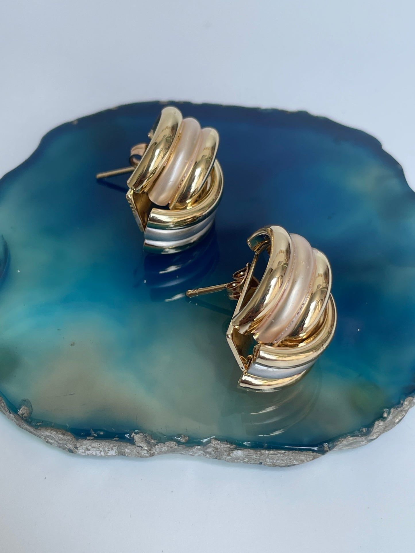 Multi Toned Hoop Studs