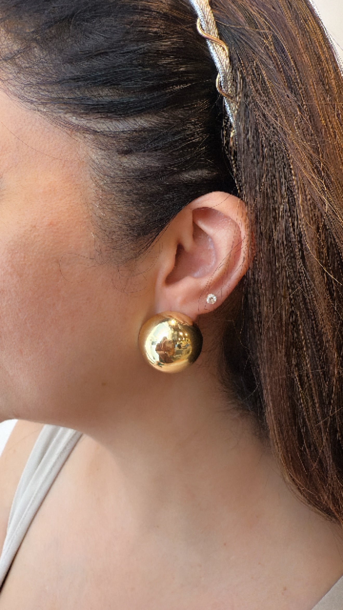 Gold Finish Textured Globe Studs