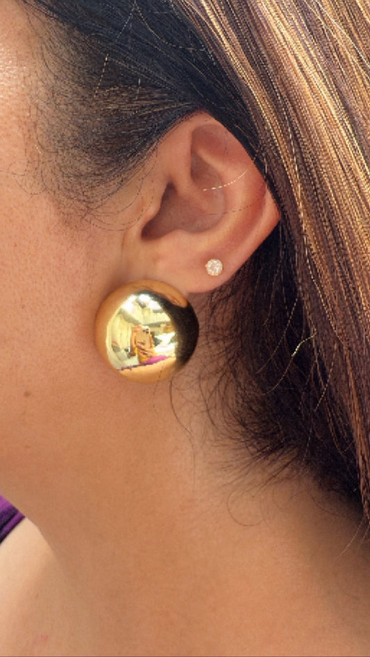 Gold Finish Textured Globe Studs