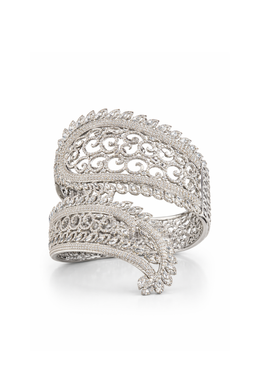 Zircon Studded Chunky Swirl Cuff