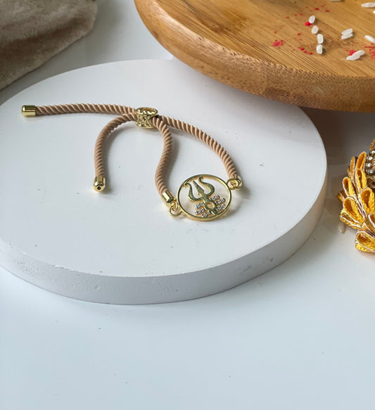 Gold Plated Rope Closure Trishul RakhiStudio6Jewels