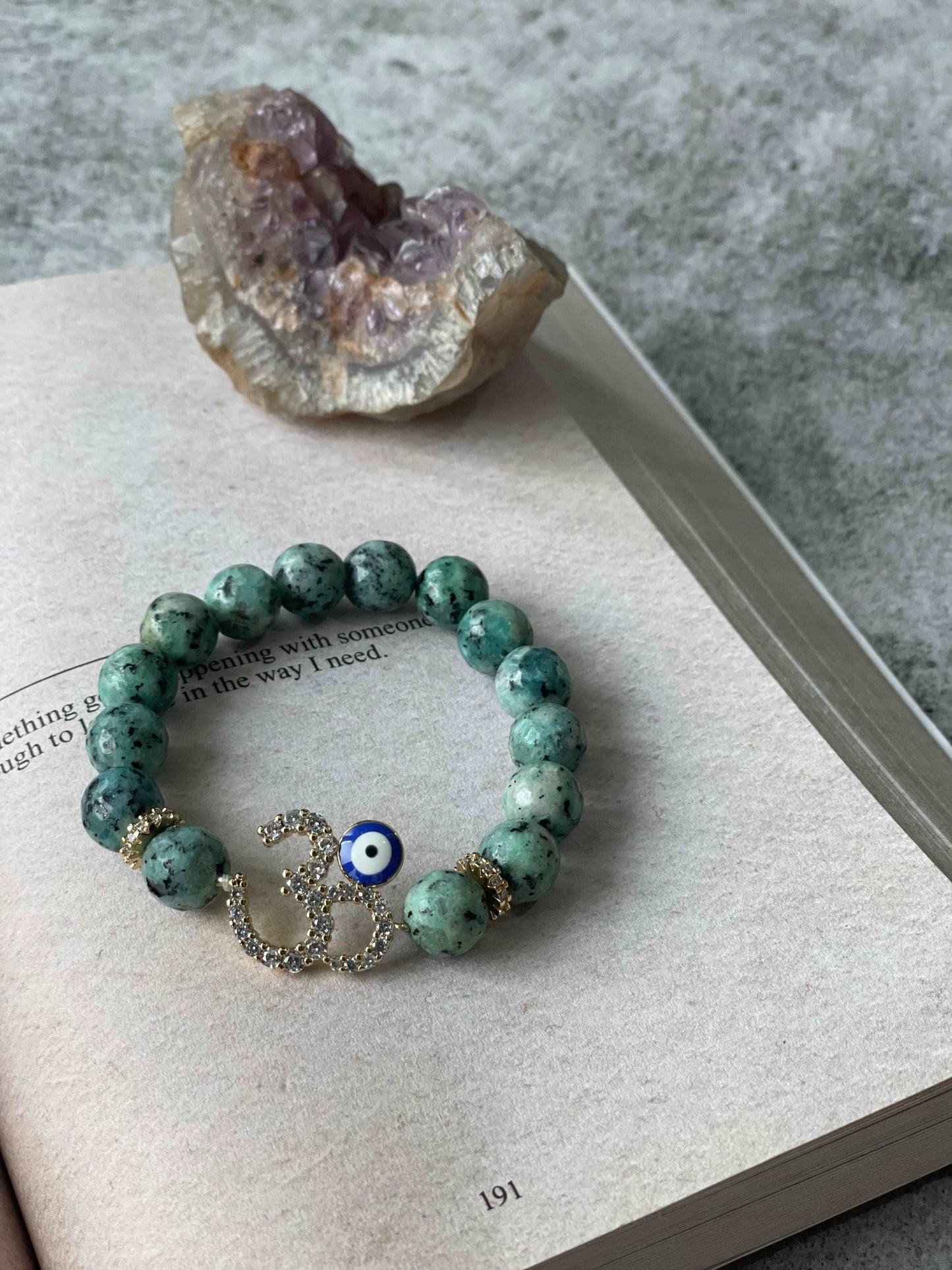 Evil Eye Om Zircon and Beaded BraceletStudio6Jewels
