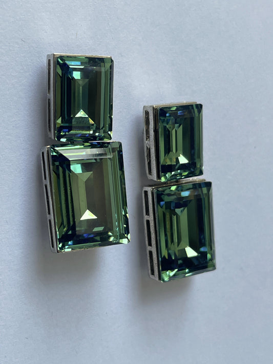 Blue Glass Stone Earrings