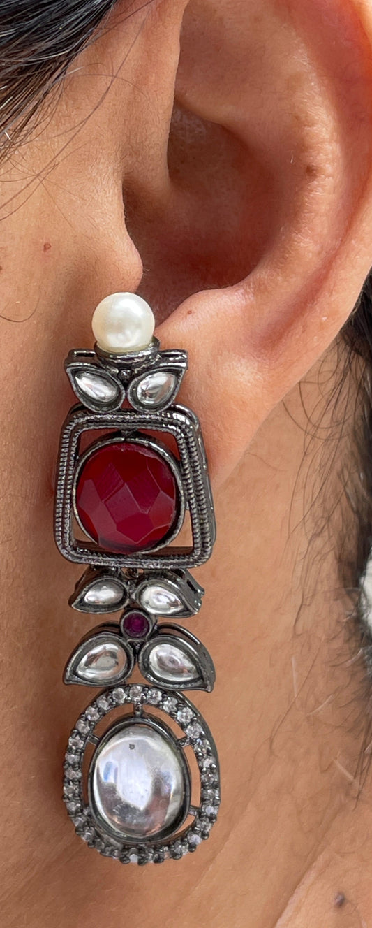 Black Rhodium Finish Multi Stone Necklace Set