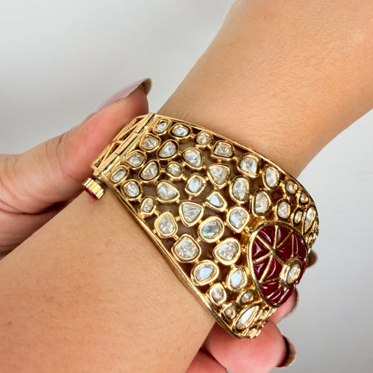 Red Stone Studded Single Bangle Bracelet