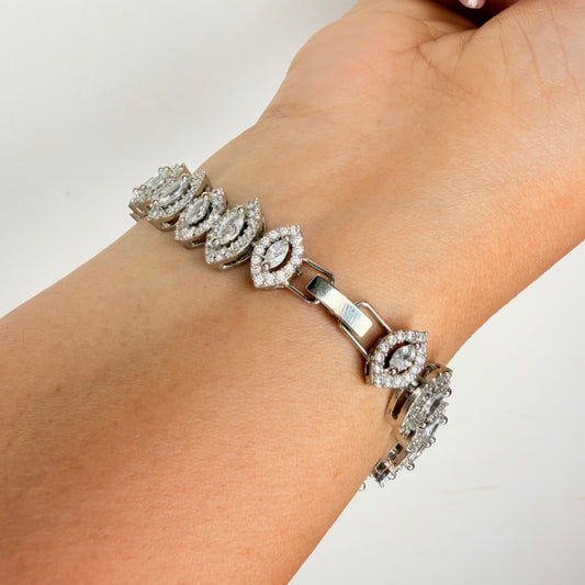 White Finish Marquise Shaped Zircon Bracelet