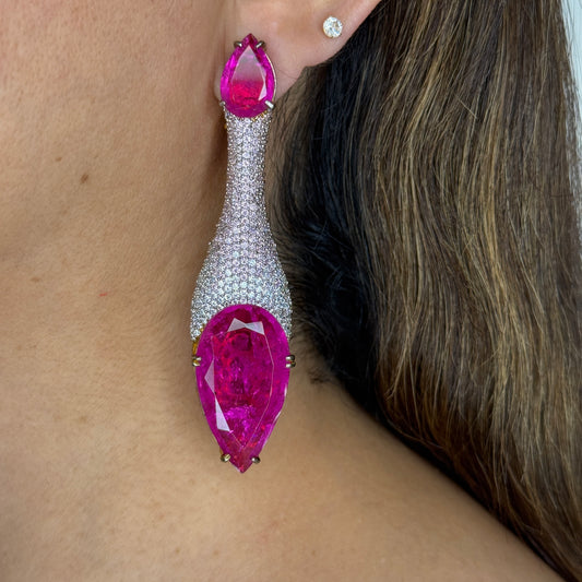 Gold Finish Vibrant Doublet and Zircon Studded Earrings