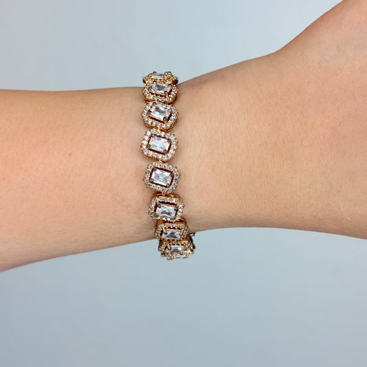 Emerald-Cut Zircon Tennis Bracelet