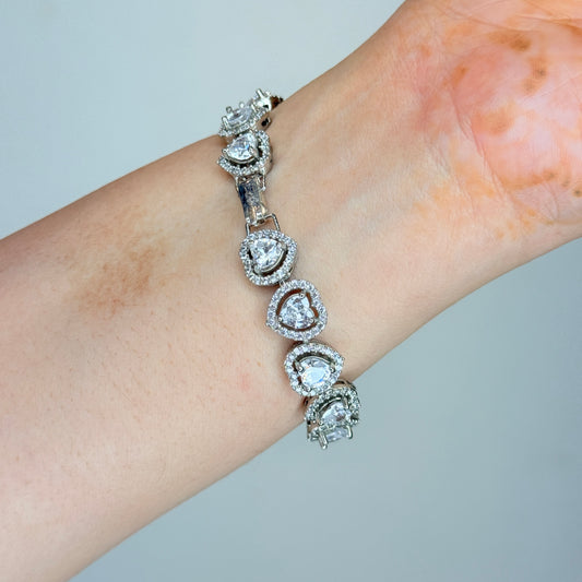 Inverted Hearts Zircon Studded Bracelet