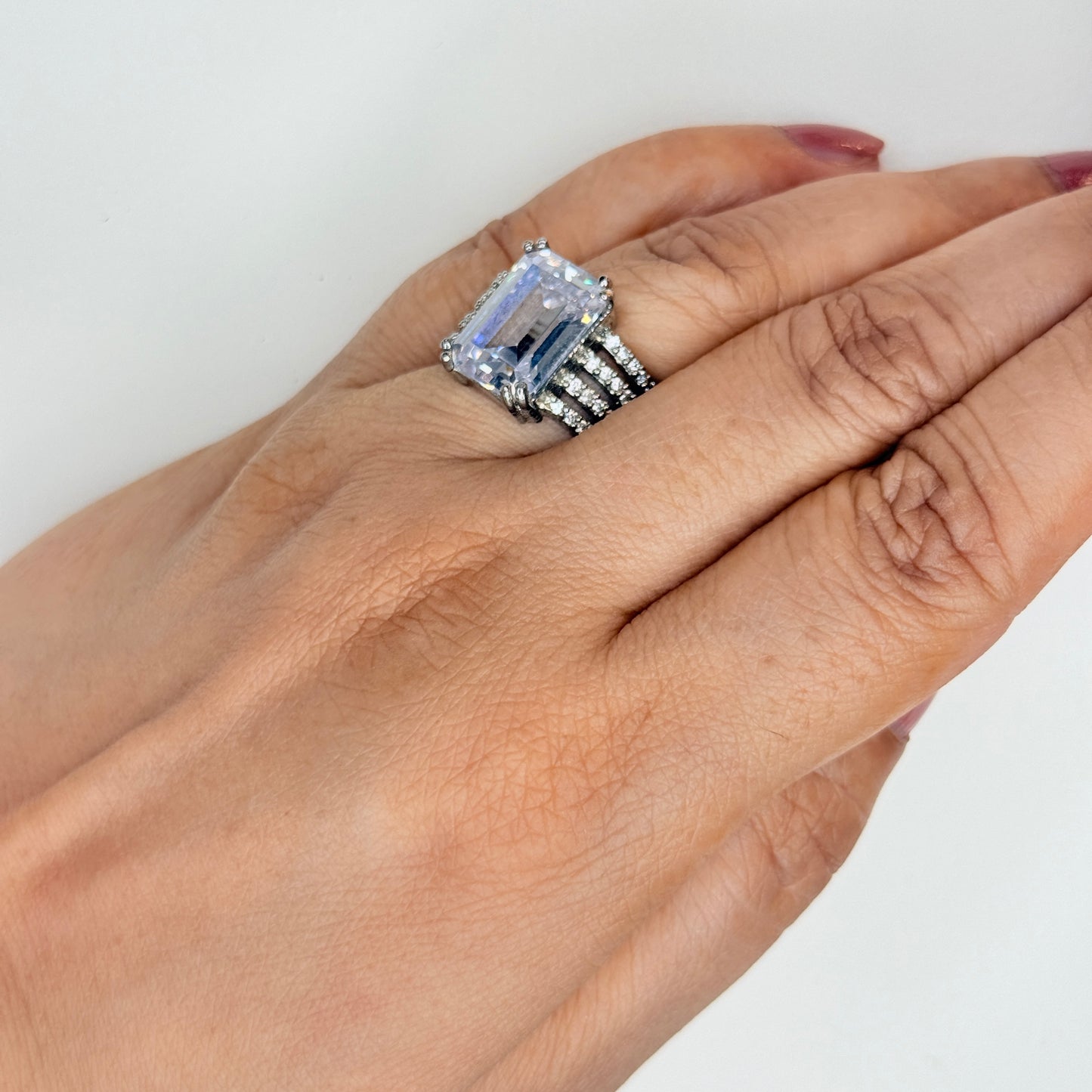 Rectangle Solitaire Zircon Ring