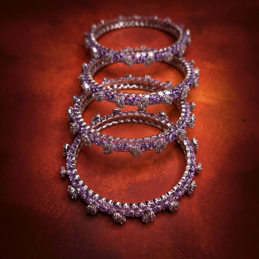 Lavender Bloom Zircon Bangle Set of Two