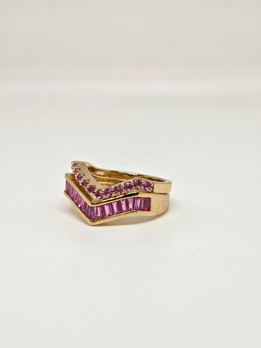 Chevron Cut Gold Finish Ring
