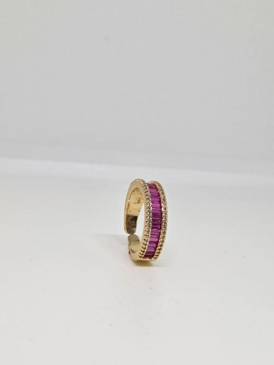Gold Finish Zircon and Baguette Stone Ring