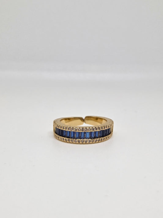 Gold Finish Zircon and Baguette Stone Ring