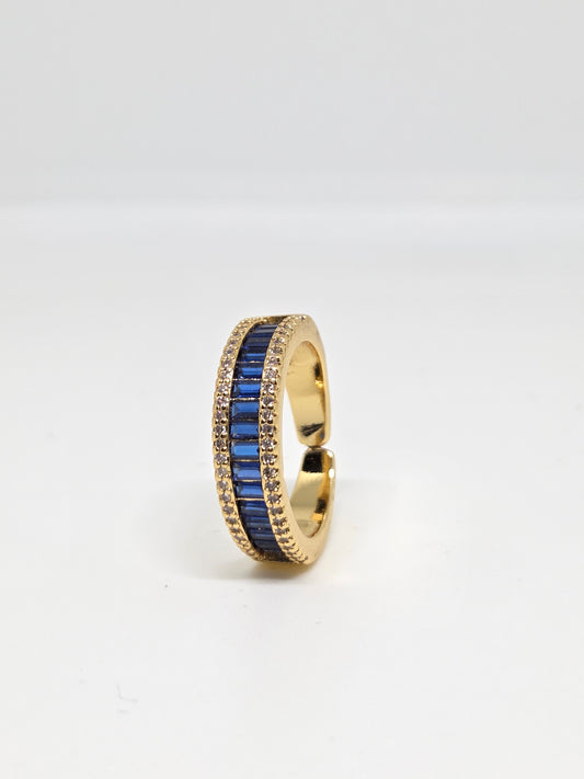 Gold Finish Zircon and Baguette Stone Ring