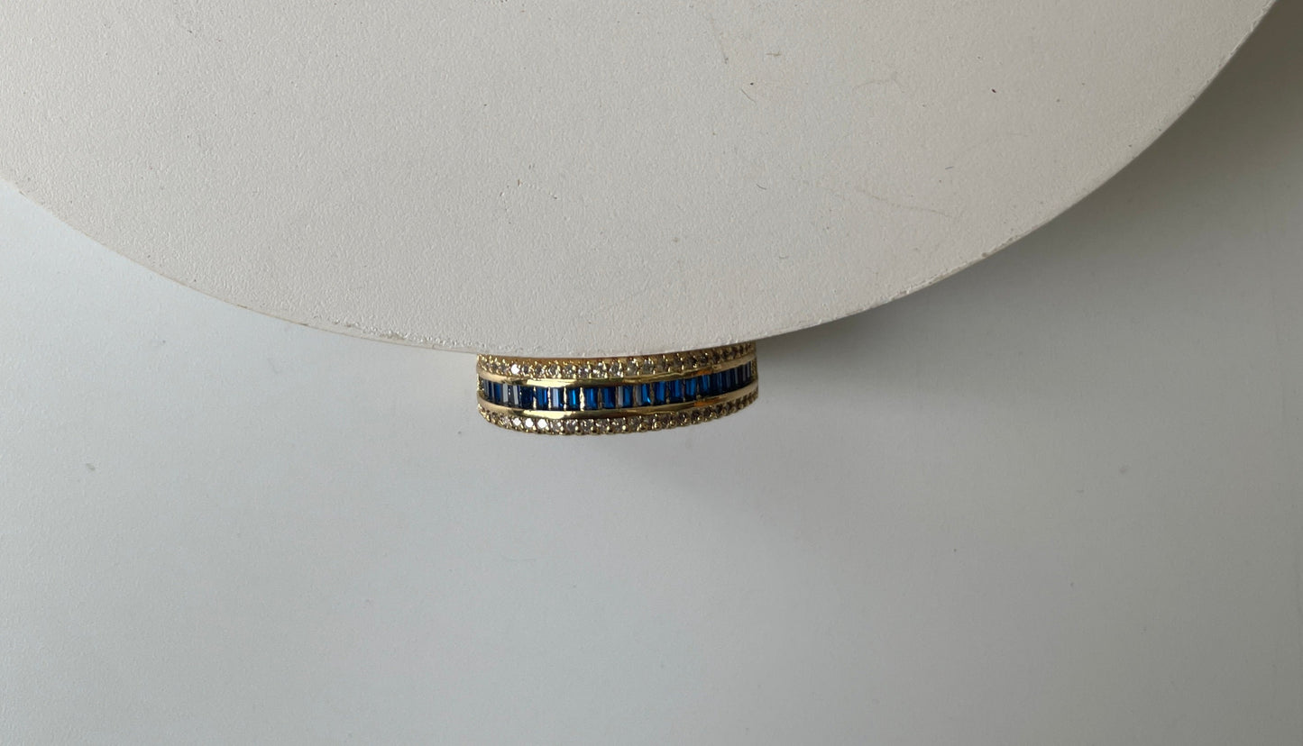 Gold Finish Zircon and Baguette Stone Ring